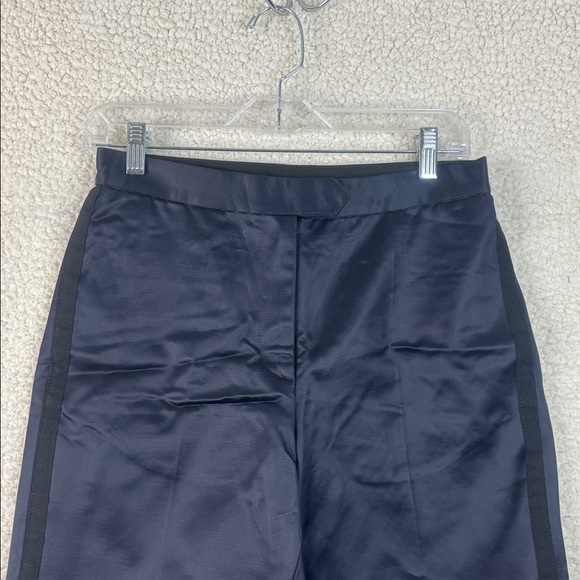 NWOT Ter Et Bantine Women Navy Satin High Waist Wide Leg Cropped Pants Size US 6 - Picture 3 of 12